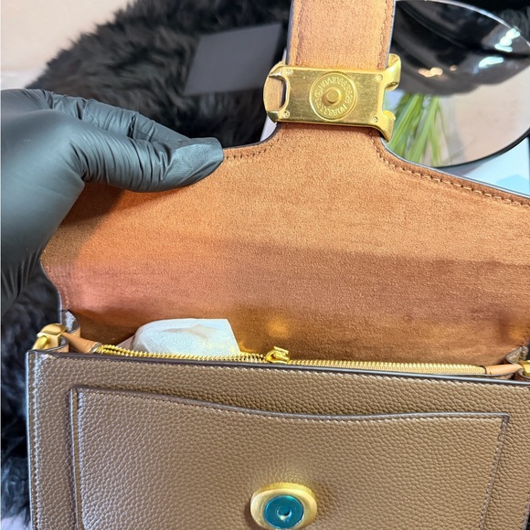 Coach Brown Leather Shoulder Bag with Gold Accents - Picture 12 of 14